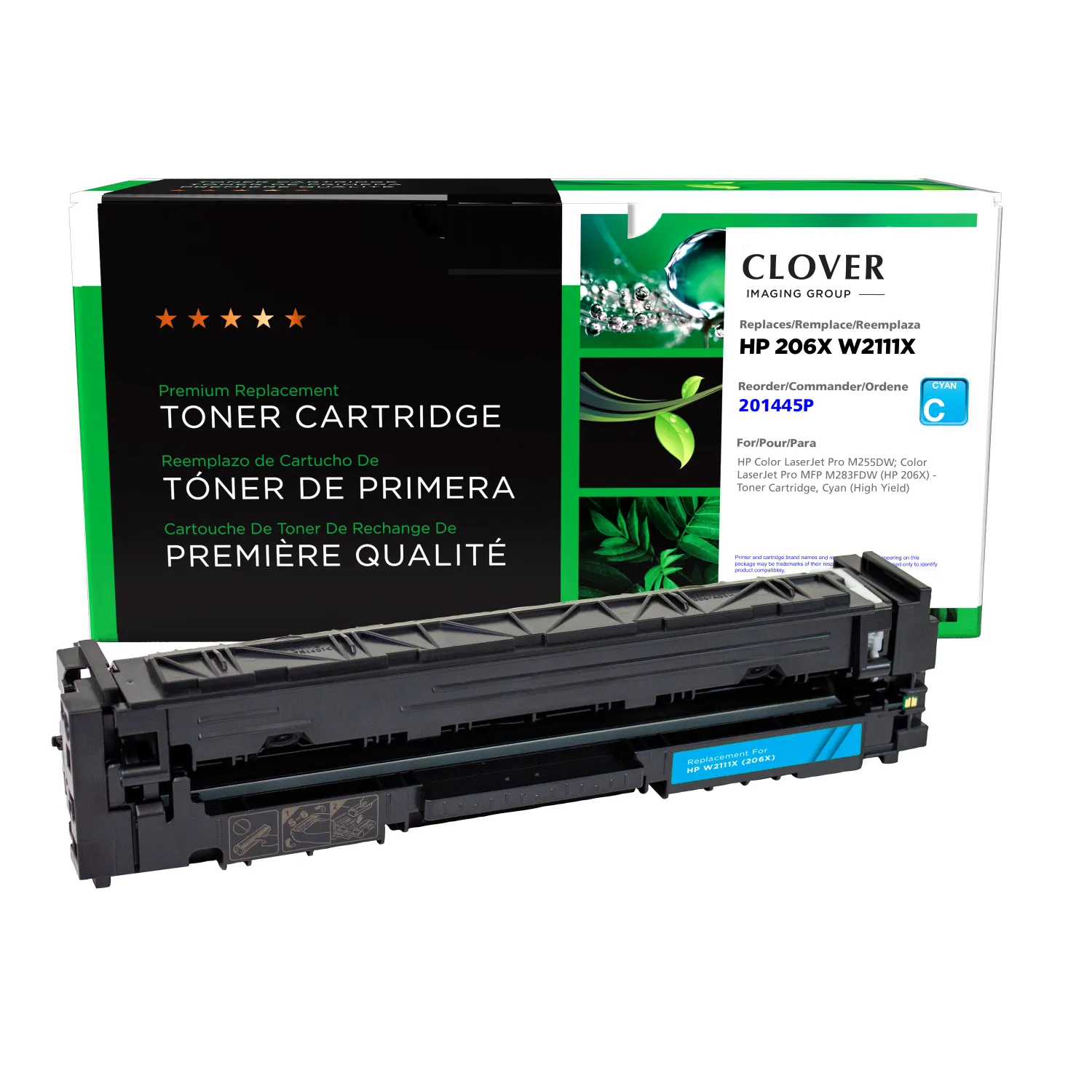 Clover Remanufactured High Yield Cyan Toner Cartridge (New Chip) for HP 206X (W2111X) 201445P