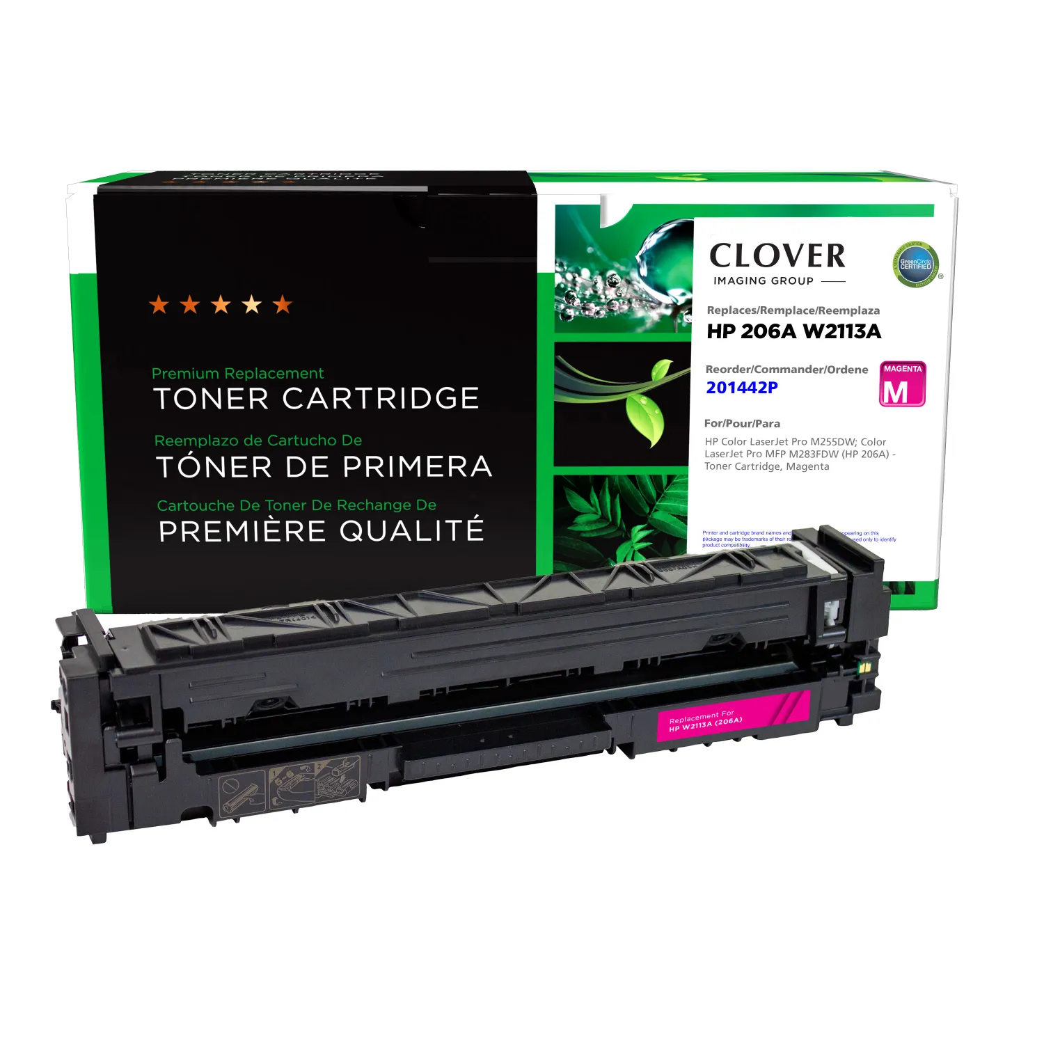 Clover Remanufactured Magenta Toner Cartridge (New Chip) for HP 206A (W2113A) 201442P