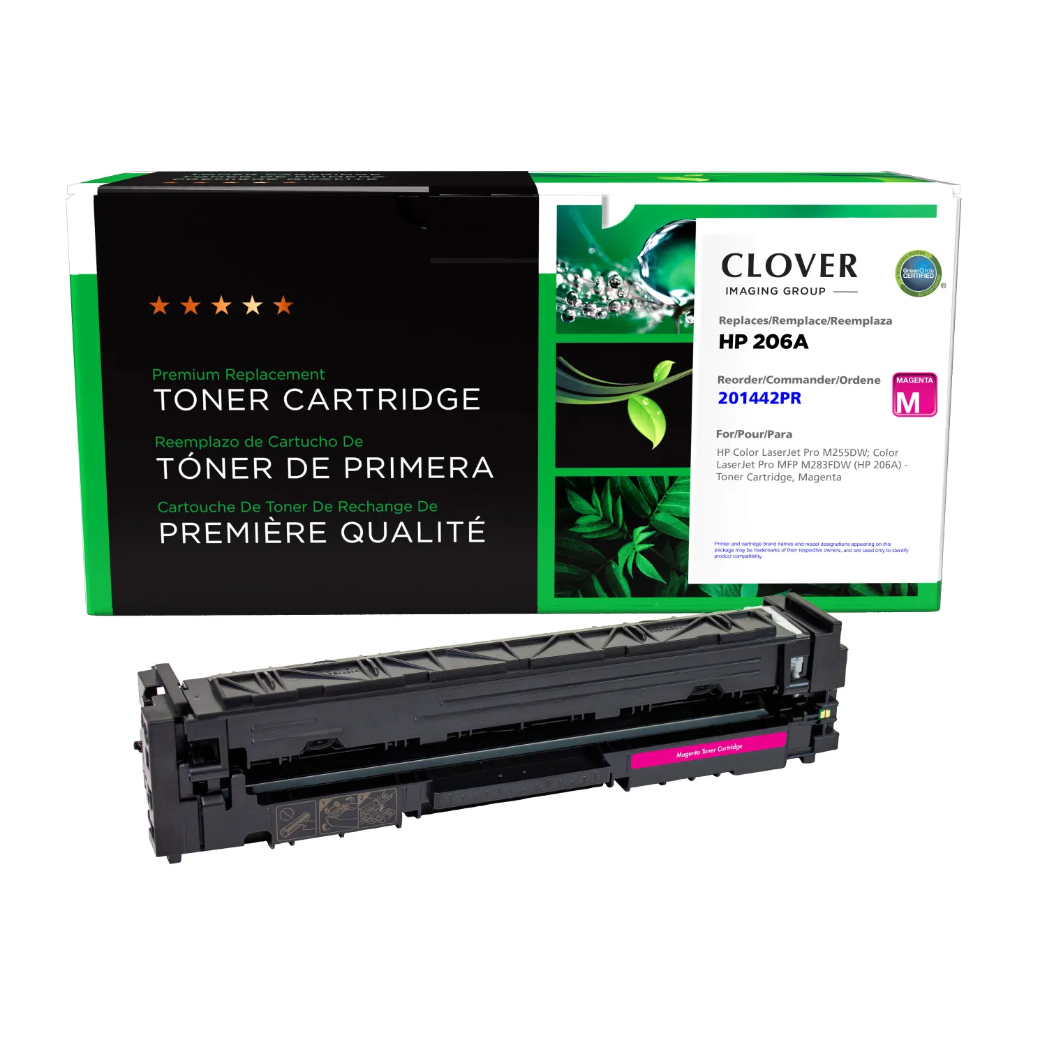 Clover Remanufactured Magenta Toner Cartridge (Reused OEM Chip) for HP 206A (W2113A) 201442PR