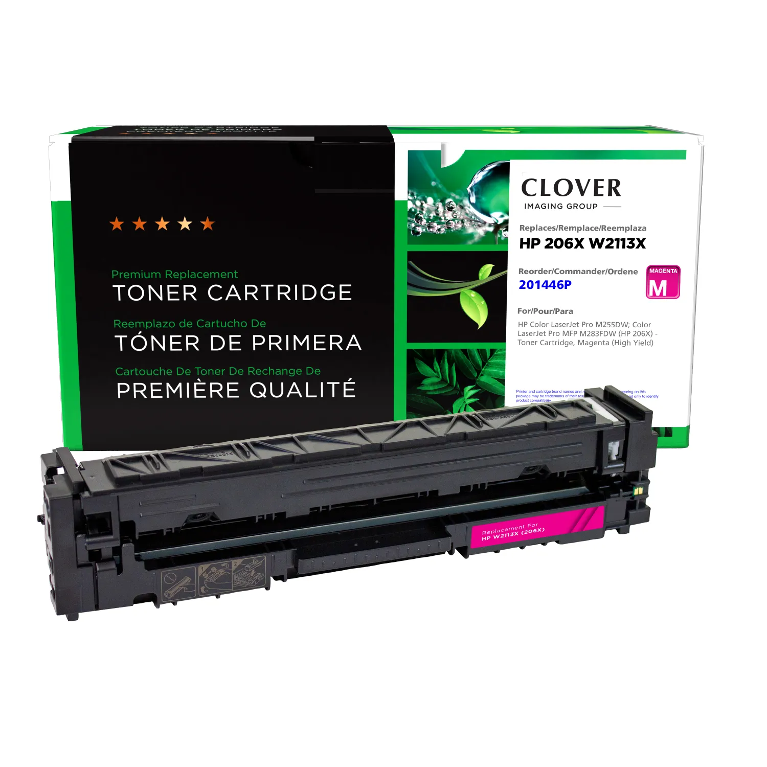 Clover Remanufactured High Yield Magenta Toner Cartridge (New Chip) for HP 206X (W2113X) 201446P
