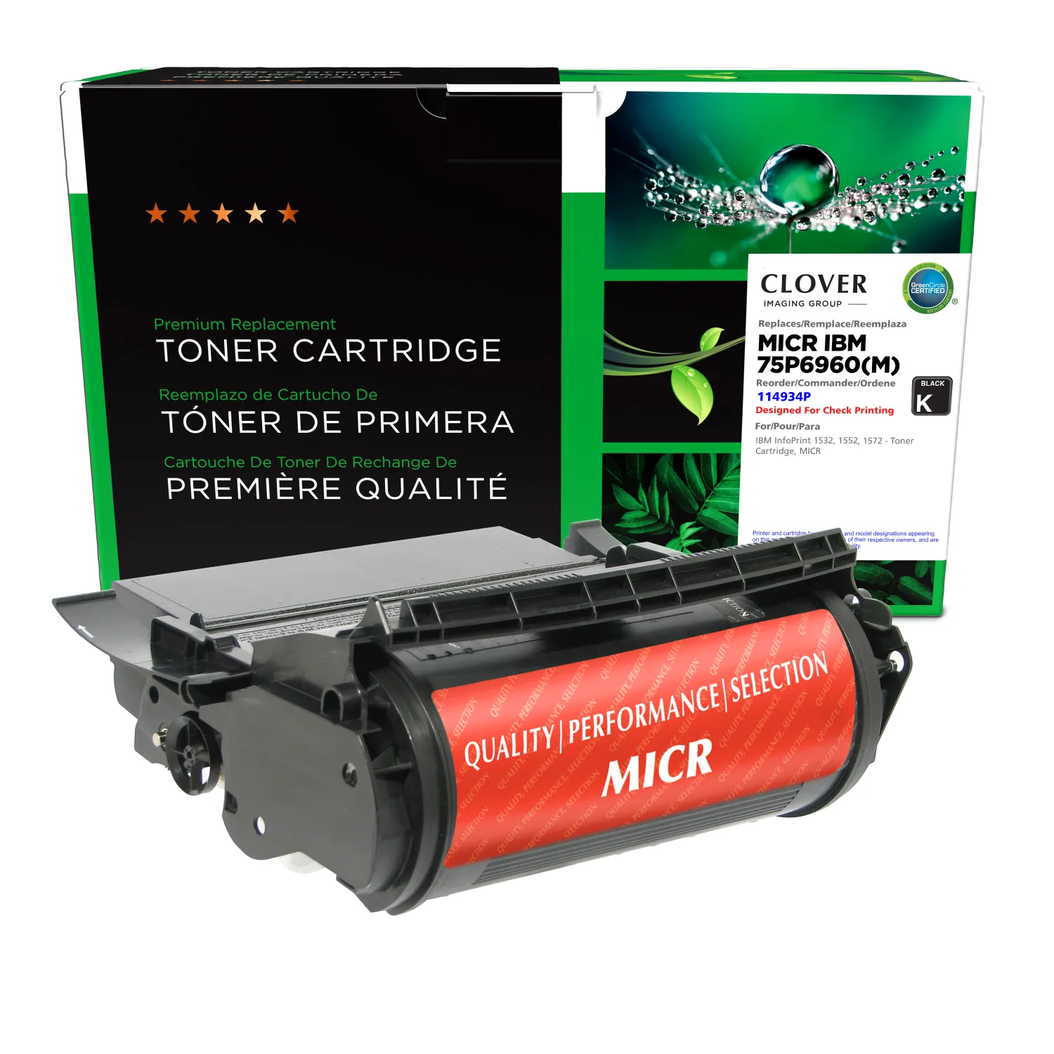 Clover Remanufactured MICR Toner Cartridge for IBM 1532/1552/1572 114934P