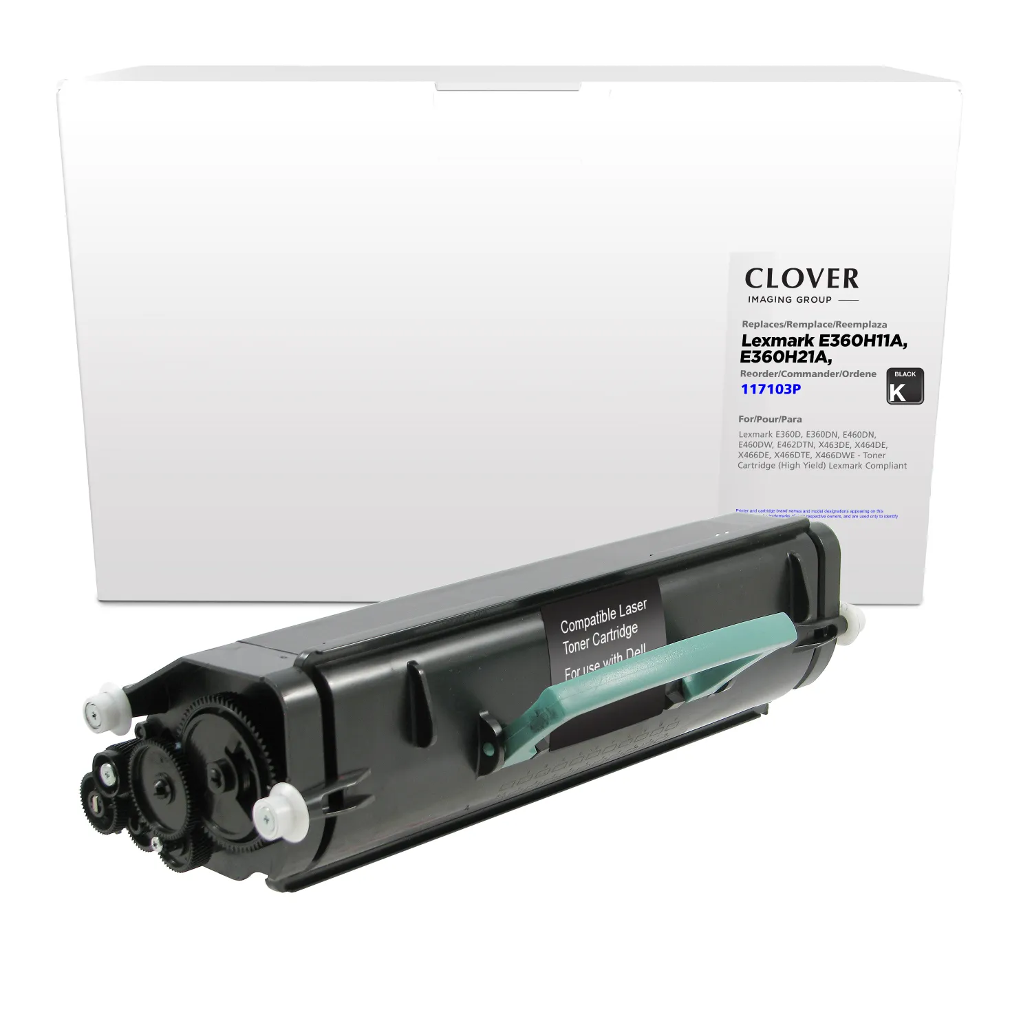 Clover Remanufactured High Yield Toner Cartridge for Lexmark E360/E460/E462/X463/X464/X466 117103P