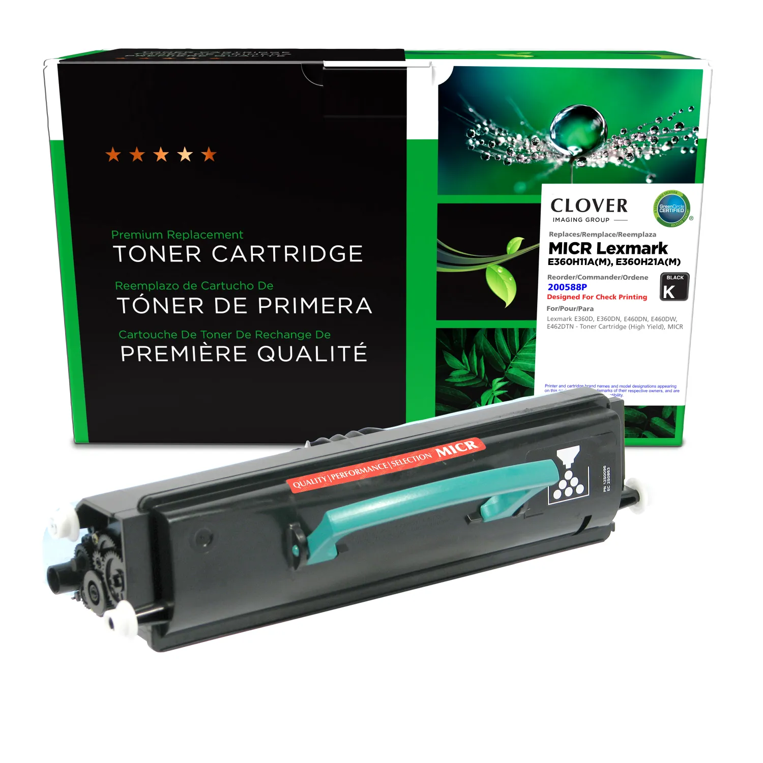Clover Remanufactured High Yield MICR Toner Cartridge for Lexmark E360/E460/E462 200588P