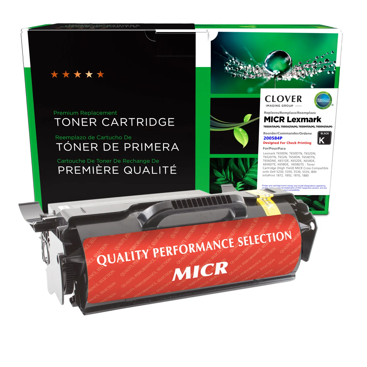 Clover Remanufactured High Yield Universal MICR Toner Cartridge for Lexmark T650/T652/T654/T656 200584P