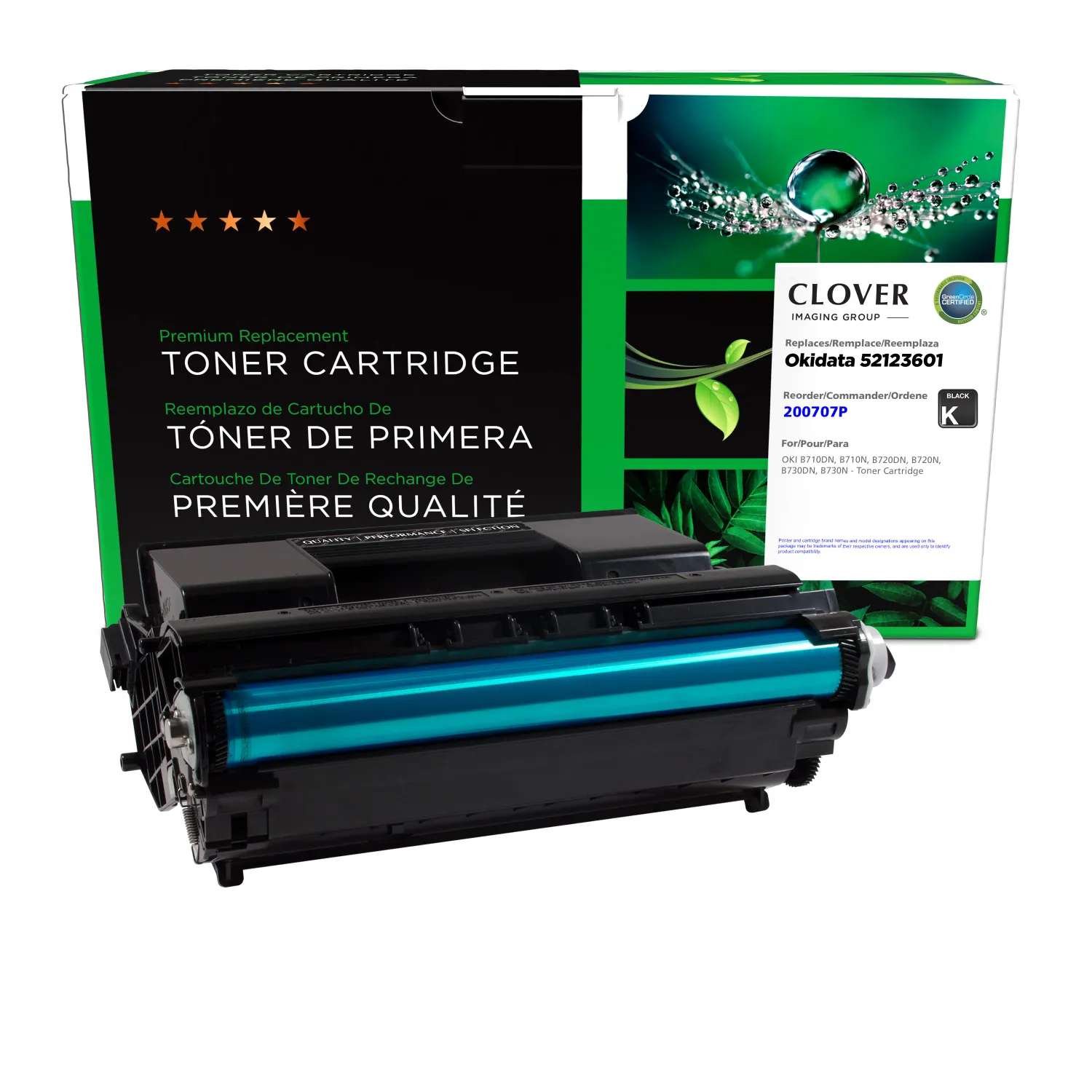 Clover Remanufactured Toner Cartridge for OKI 52123601 200707P