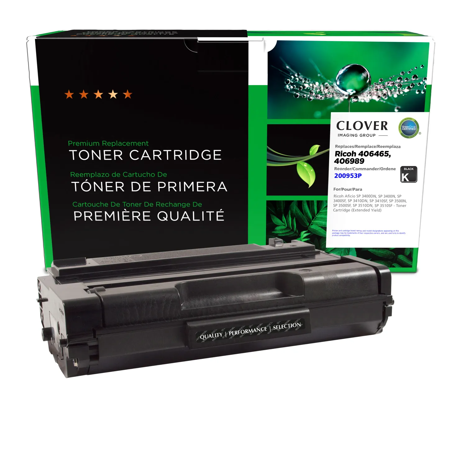 Clover Remanufactured Extended Yield Toner Cartridge for Ricoh 406465/406989 200953P