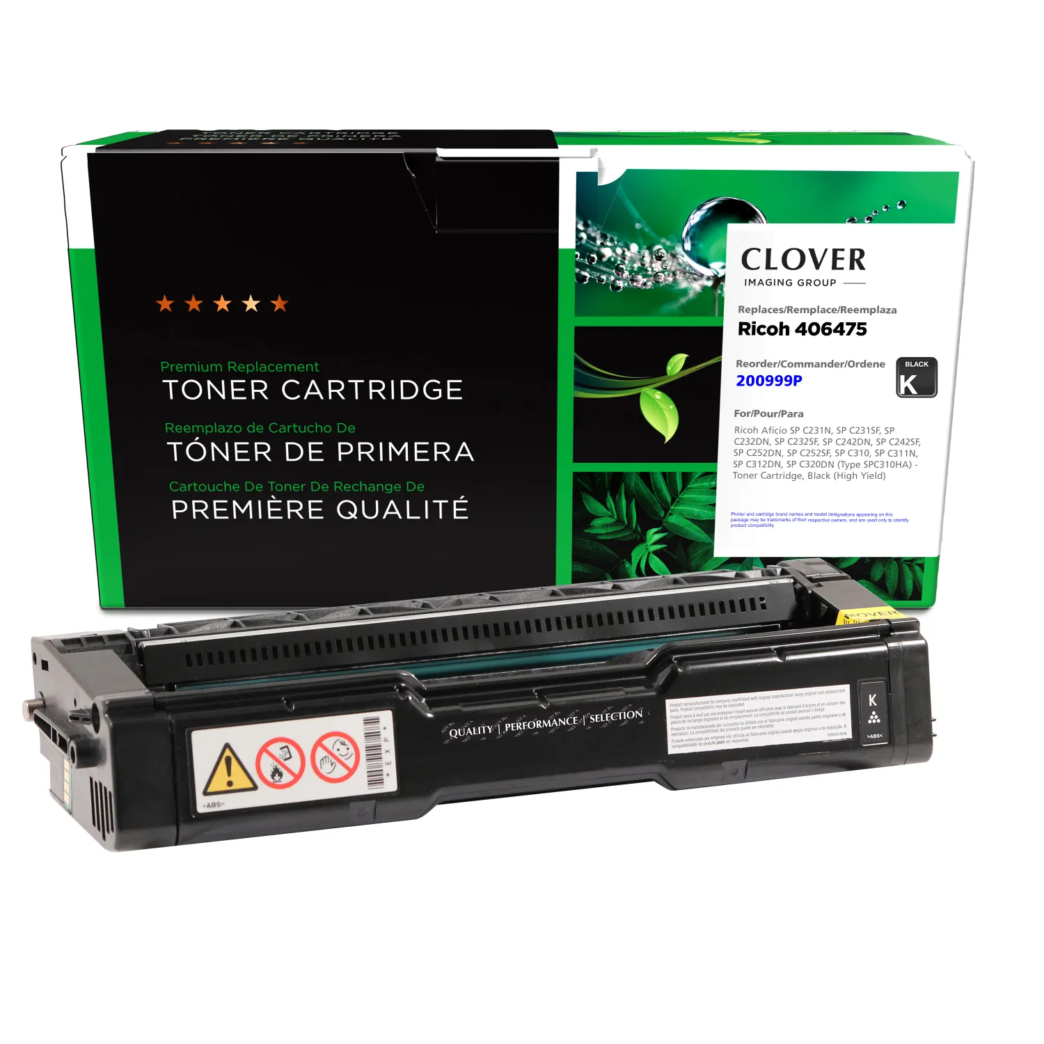 Clover Non-OEM New High Yield Black Toner Cartridge for Ricoh 406475 200999P