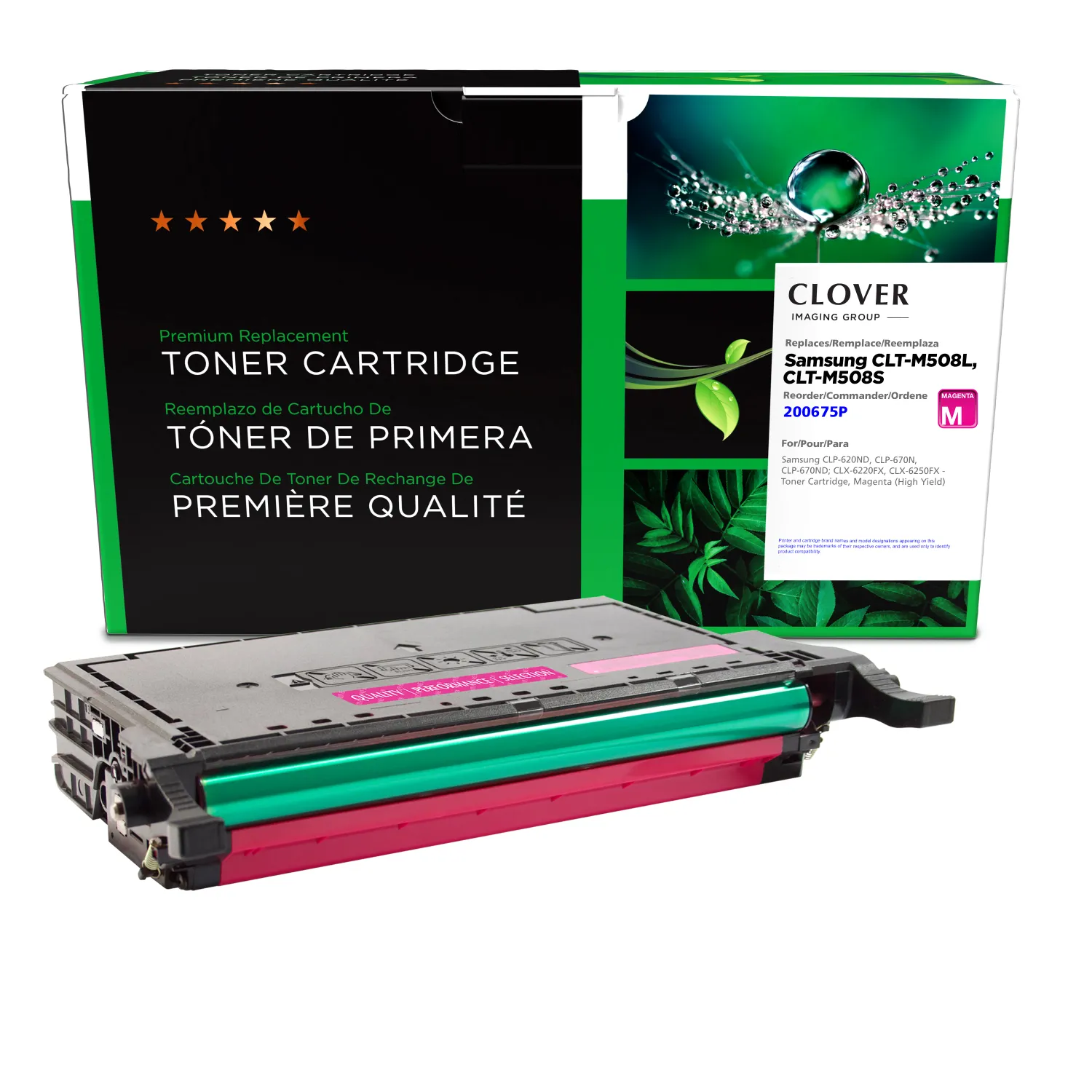 Clover Remanufactured High Yield Magenta Toner Cartridge for Samsung CLT-M508L/CLT-M508S 200675P