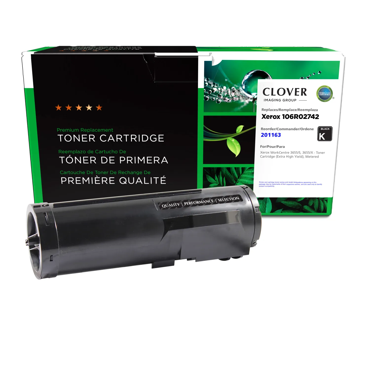 Clover Remanufactured Extra High Yield Metered Toner Cartridge for Xerox 106R02742 201163