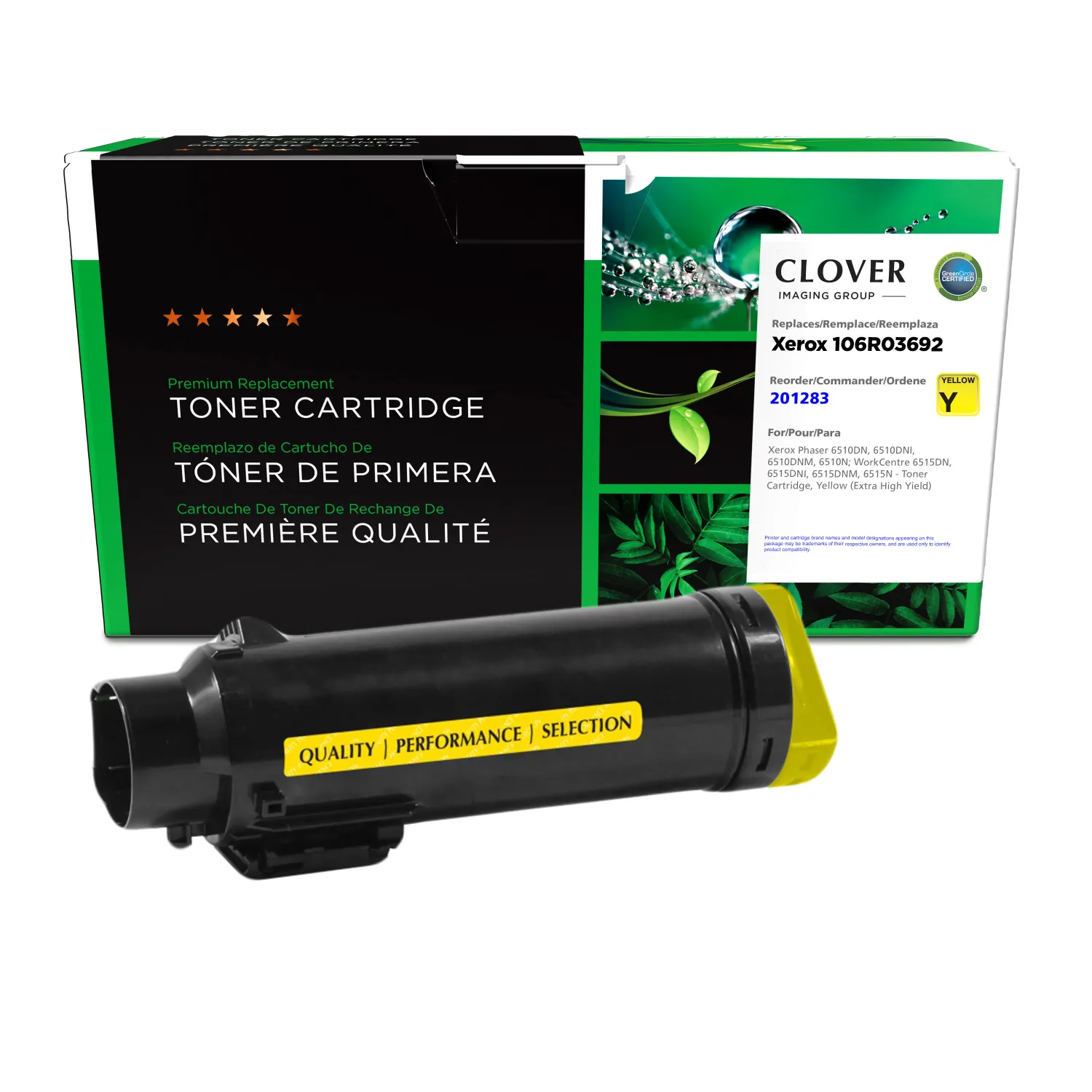 Clover Remanufactured Extra High Yield Yellow Toner Cartridge for Xerox 106R03692 201283