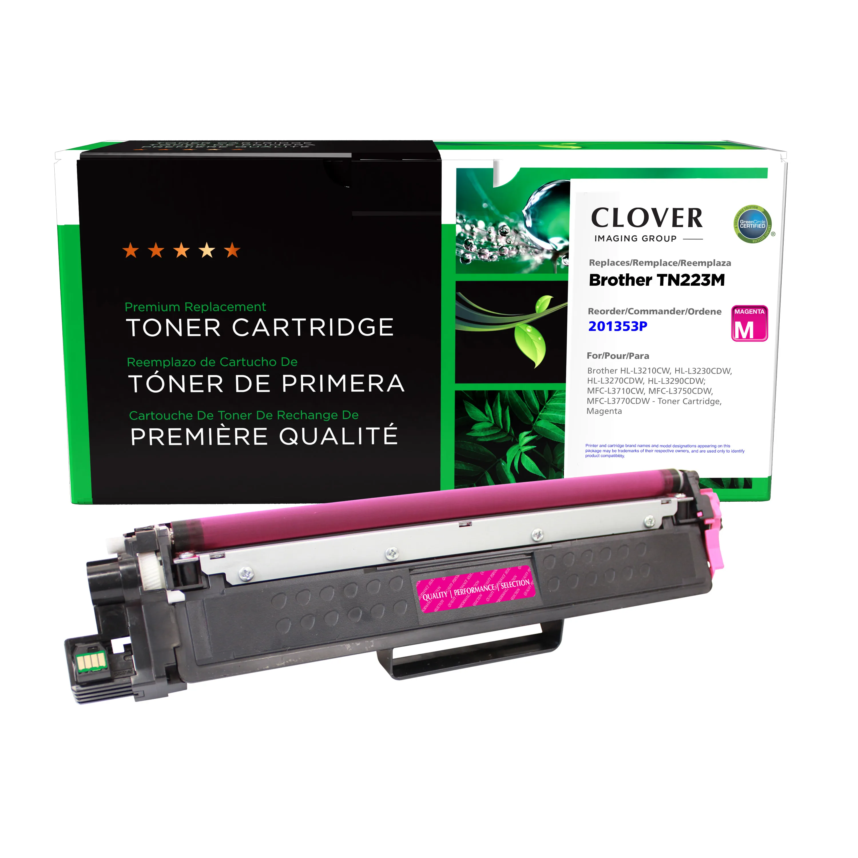 Remanufactured Magenta Toner, Replacement for TN223M, 1,300 Page-Yield