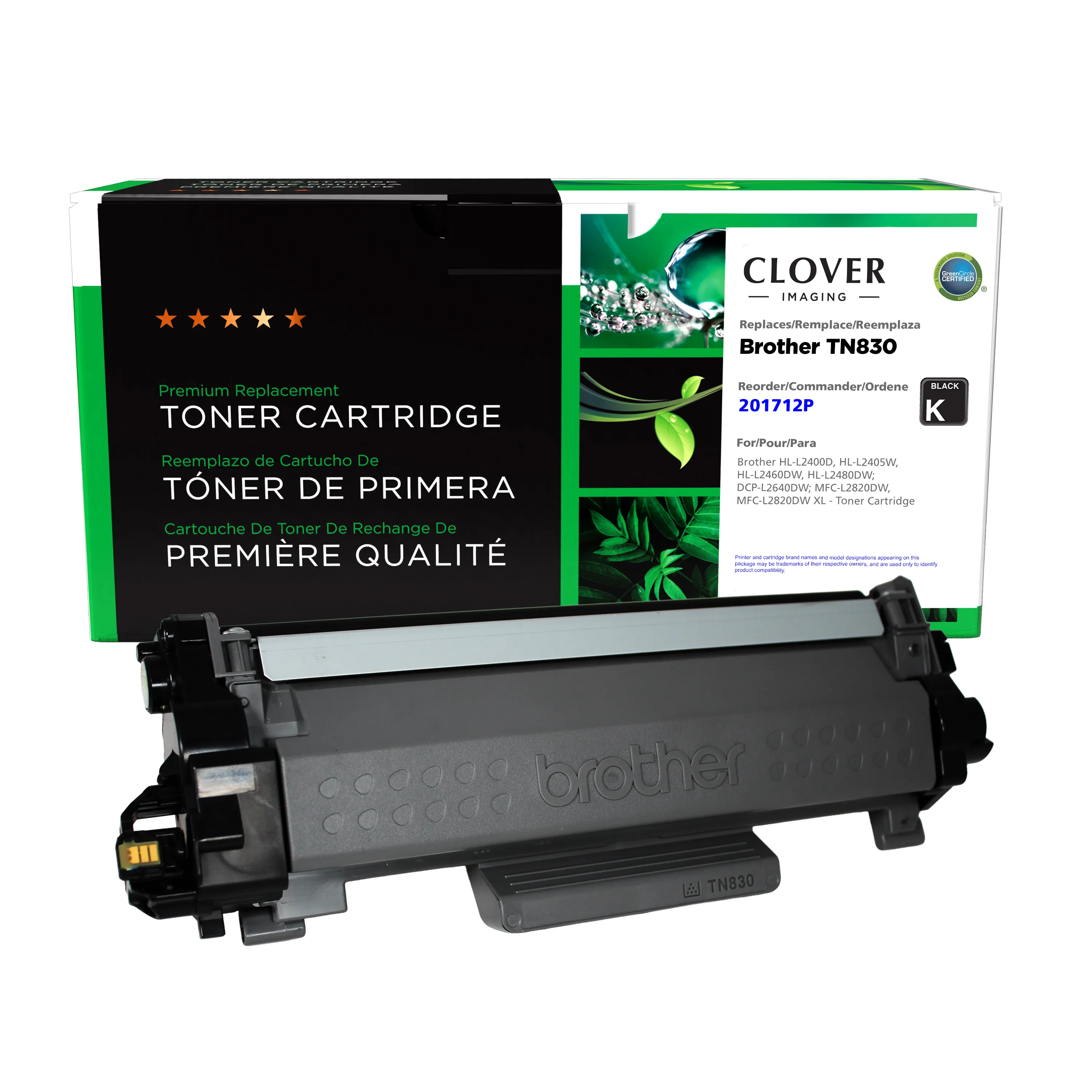 Brother TN830 Remanufactured Black Laser Cartridge | Clover
