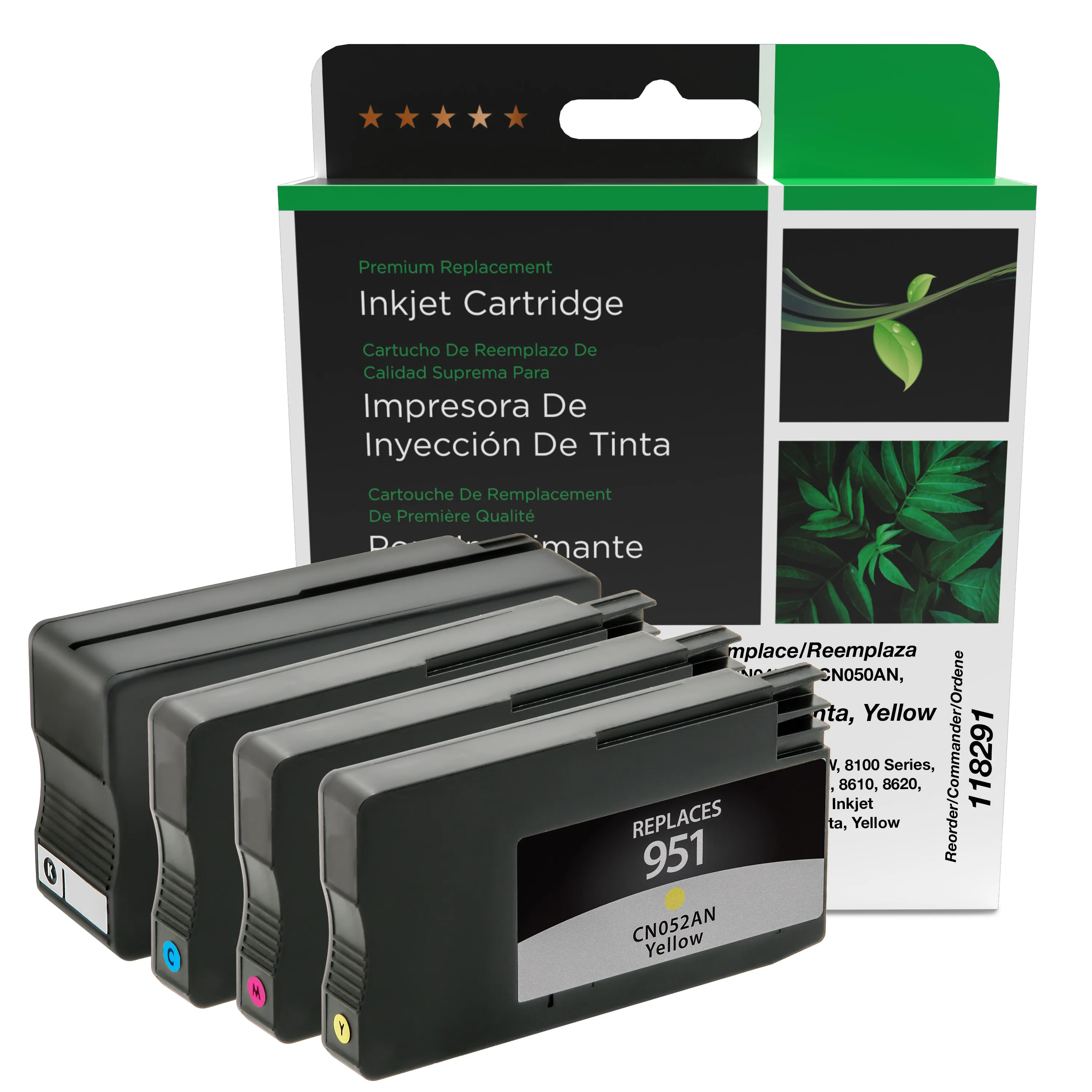 Remanufactured Cyan/Magenta/Yellow Ink, Replacement for 951 (CN050AN/CN051AN/CN052AN), 700 Page-Yield