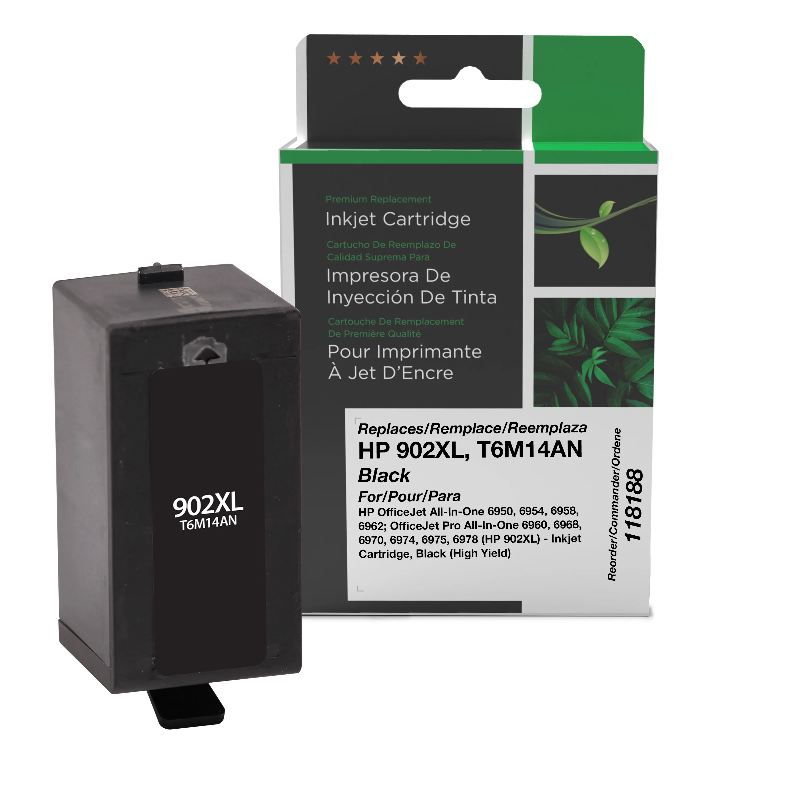 Remanufactured Black High-Yield Ink, Replacement for 902XL (T6M14AN), 825 Page-Yield