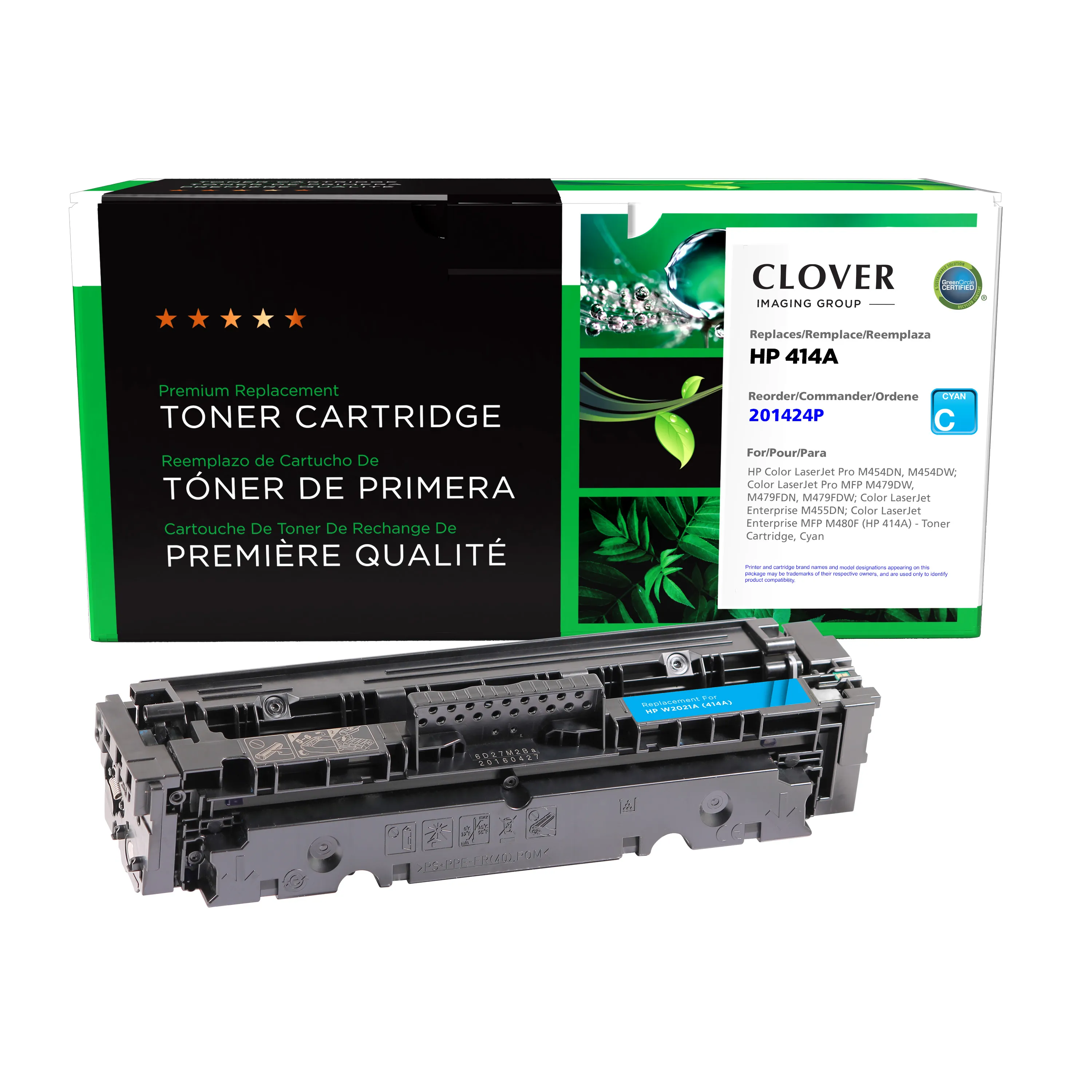 Remanufactured Cyan Toner, Replacement for 414A (W2021A), 2,100 Page-Yield Remanufactured Cyan Toner, Replacement for 414A (W2021A), 2,100 Page-Yield