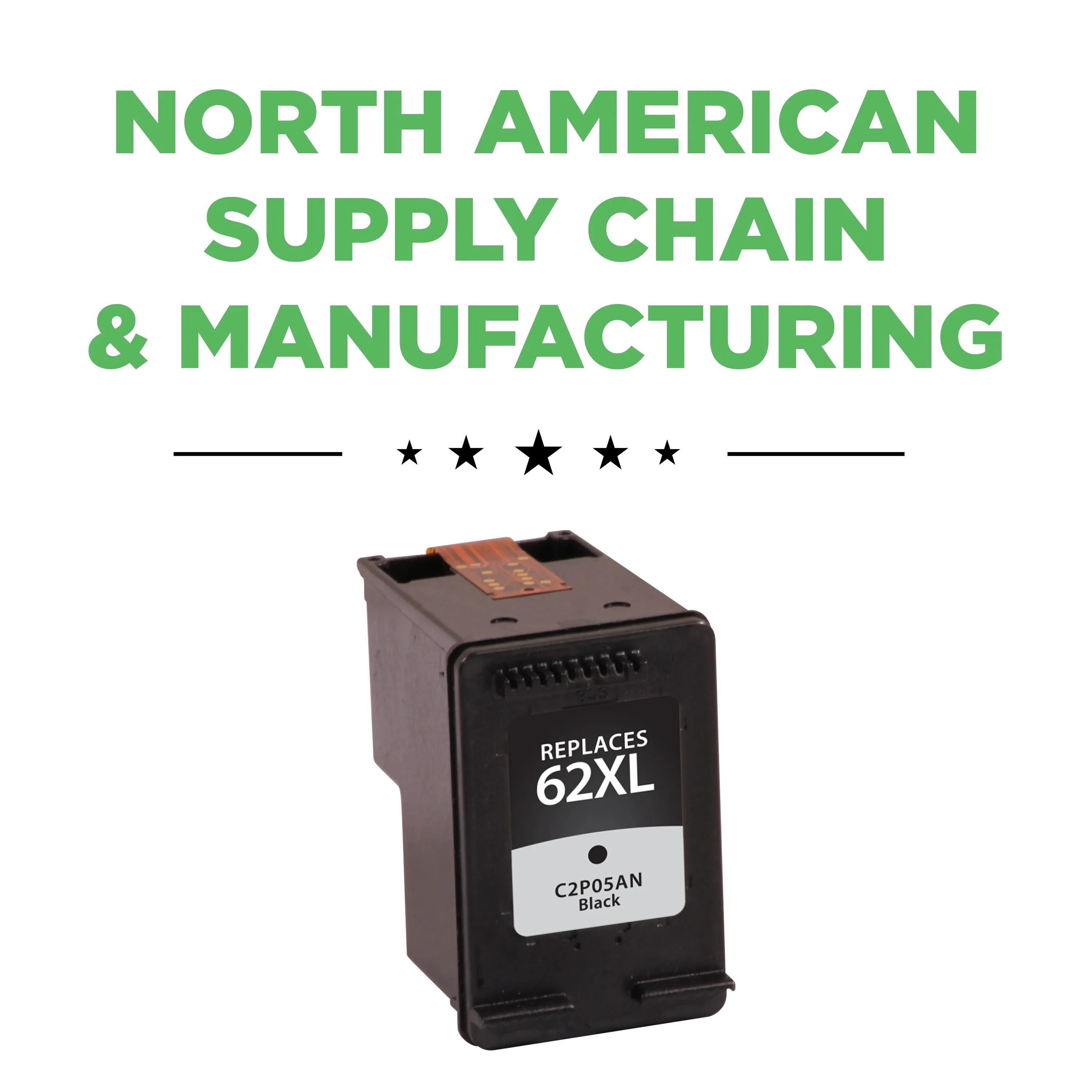 Remanufactured Black High-Yield Ink, Replacement for 62XL (C2P05AN), 600 Page-Yield