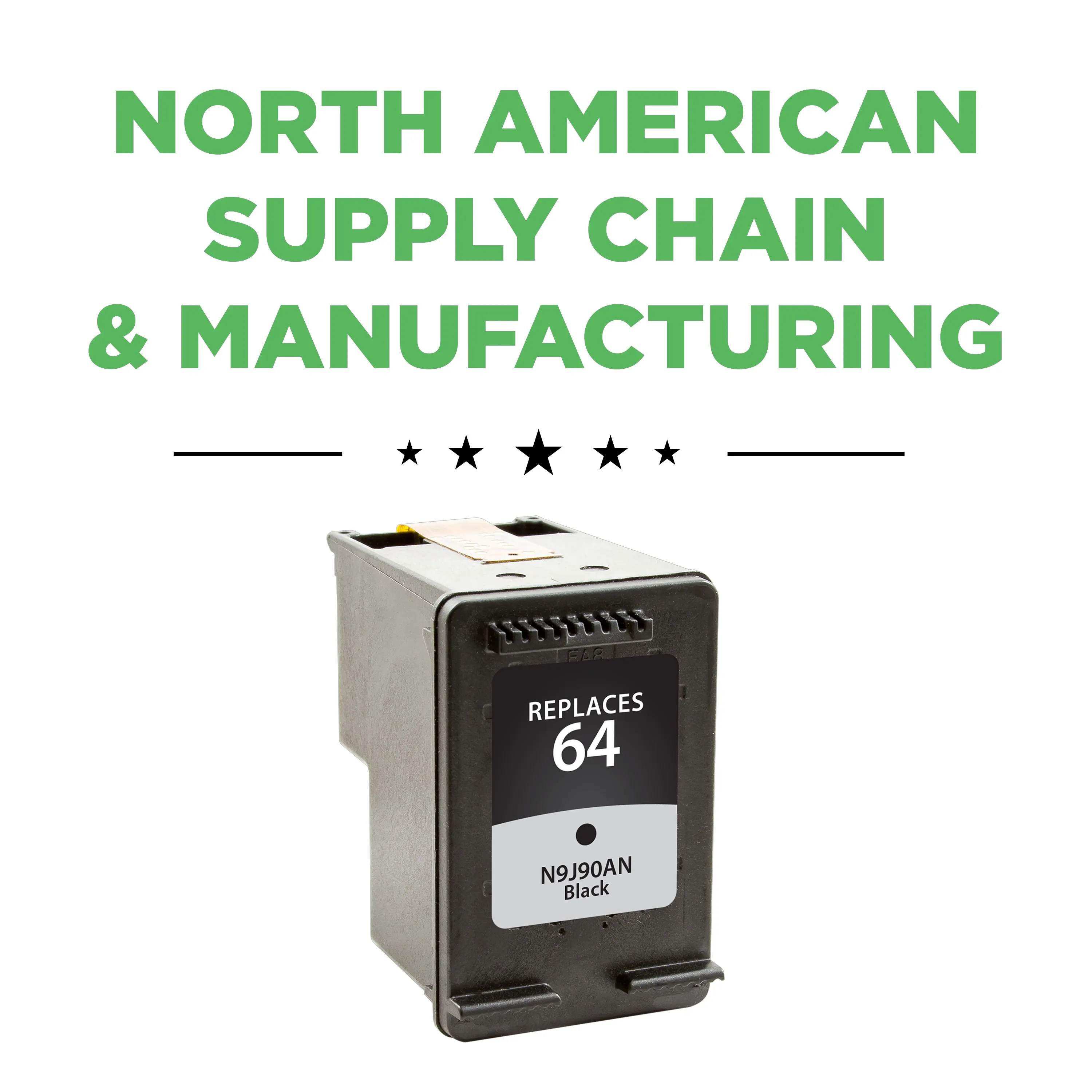 Remanufactured Black Ink, Replacement for 64 (N9J90AN), 200 Page-Yield