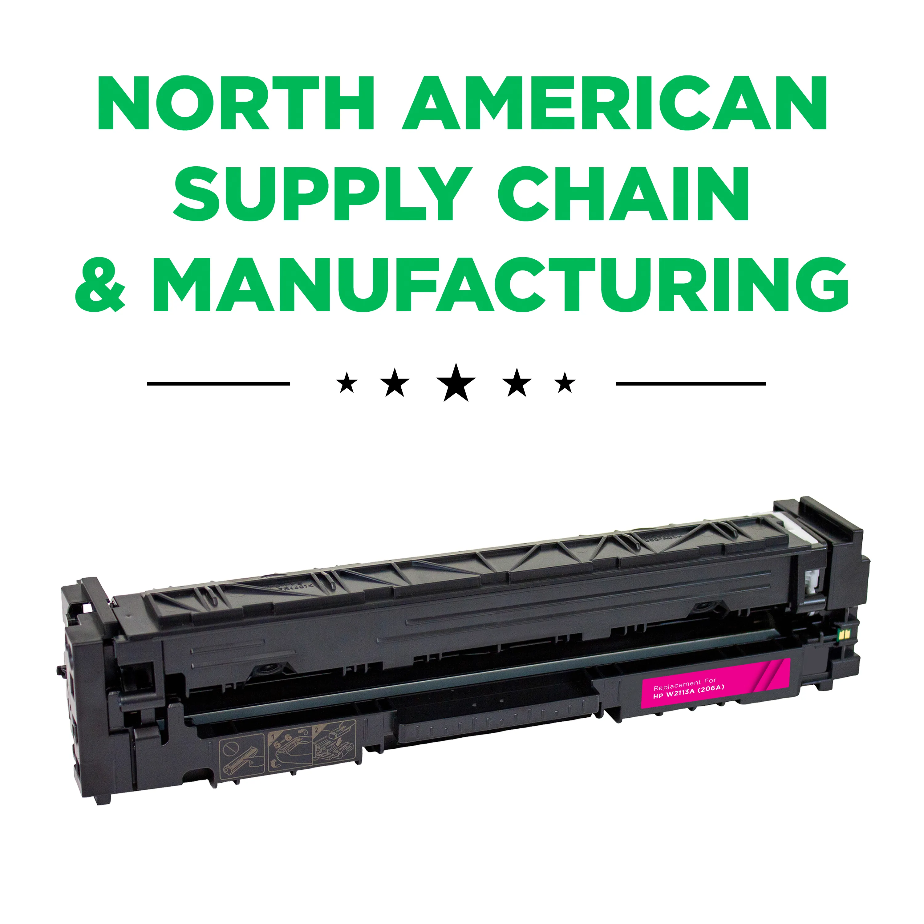 Remanufactured Magenta Toner, Replacement for 206A (W2113A), Page-Yield 1,250 Remanufactured Magenta Toner, Replacement for 206A (W2113A), Page-Yield 1,250