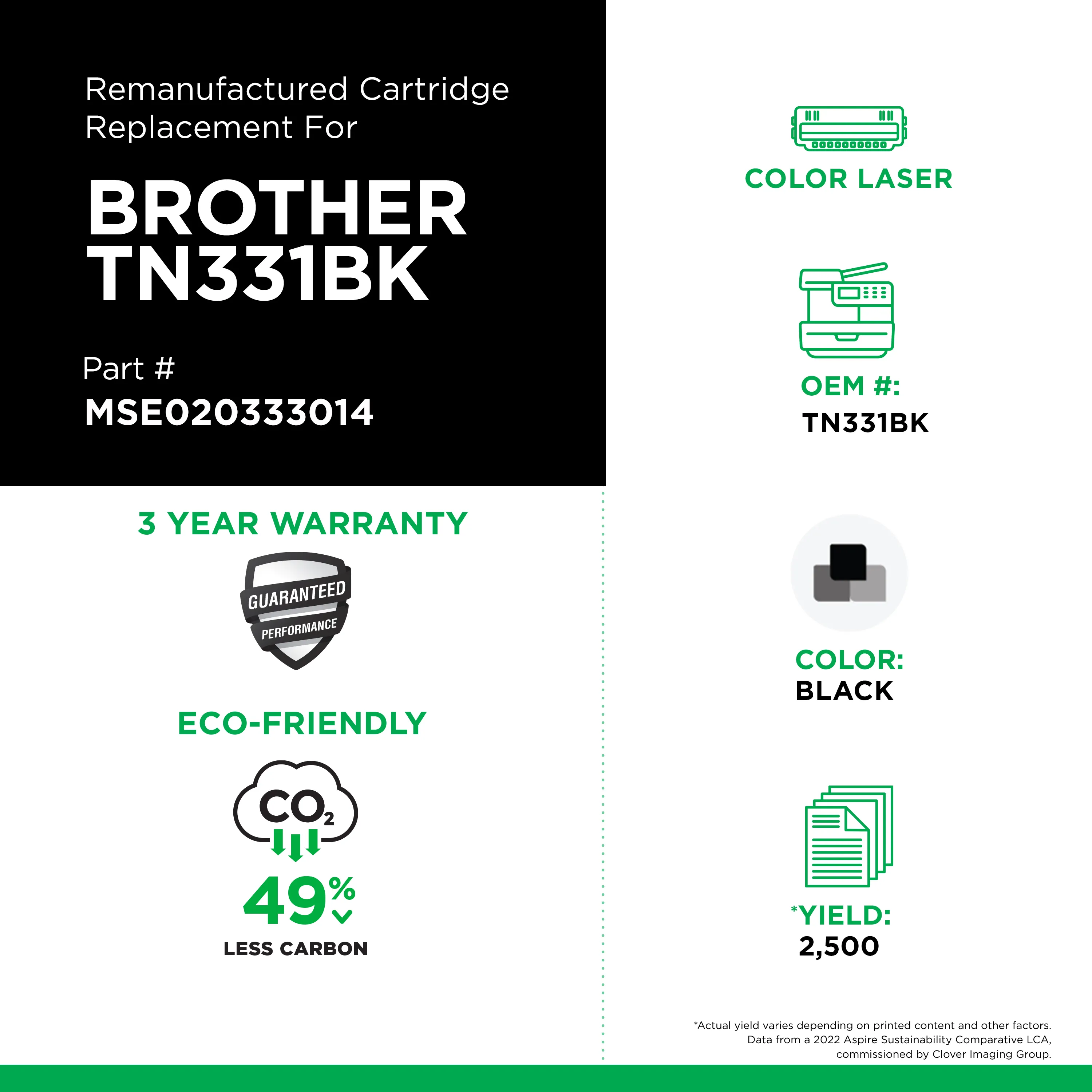 Brother TN331BK Remanufactured Black Color Laser Cartridge | Clover ...