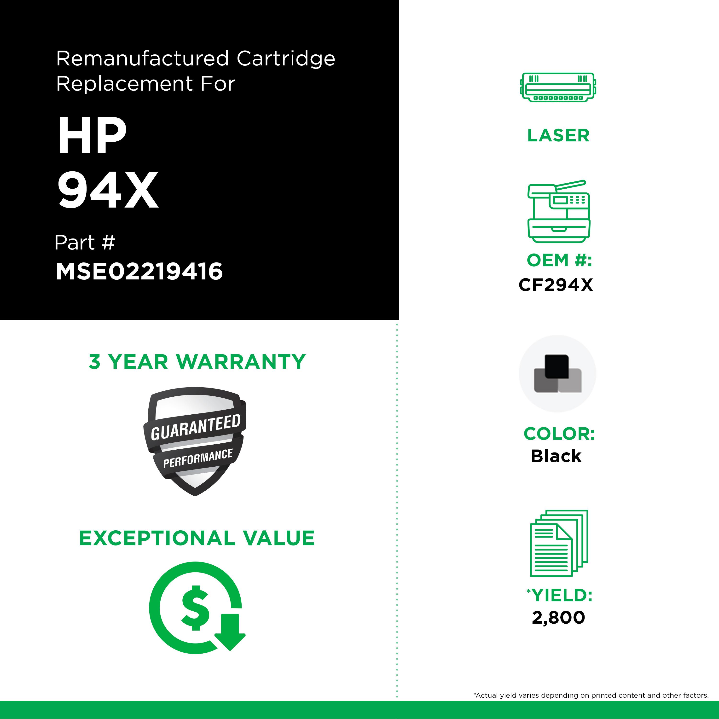 HP CF294X Remanufactured Black Laser Cartridge