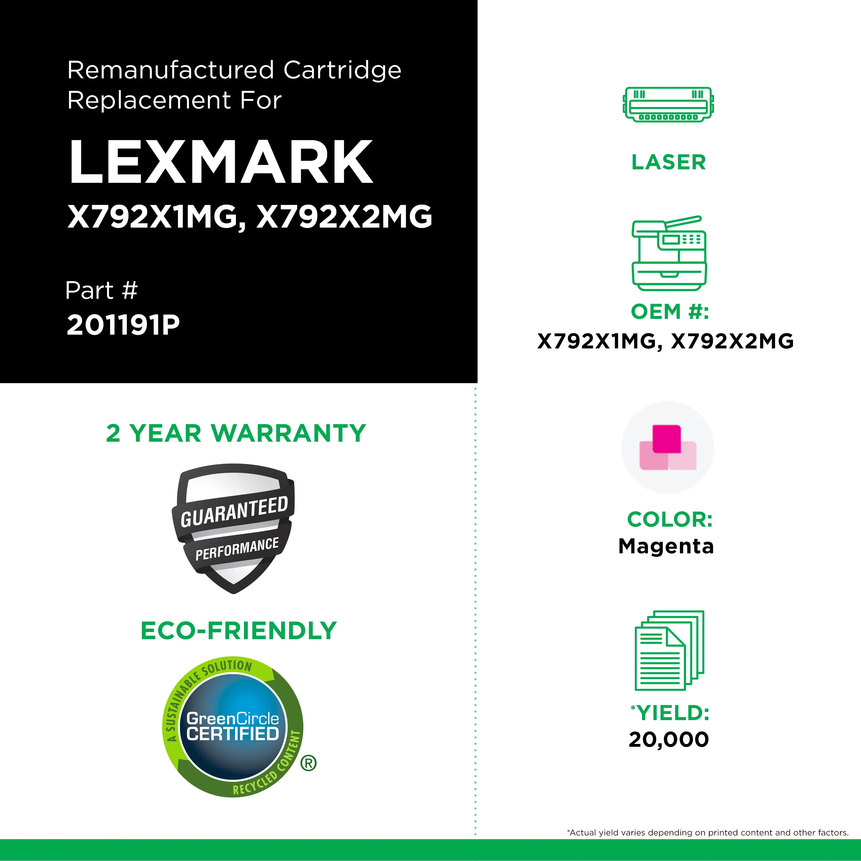 LEXMARK X792X1MG X792X2MG Remanufactured Magenta Color Laser Cartridge |  Clover Imaging Group USA