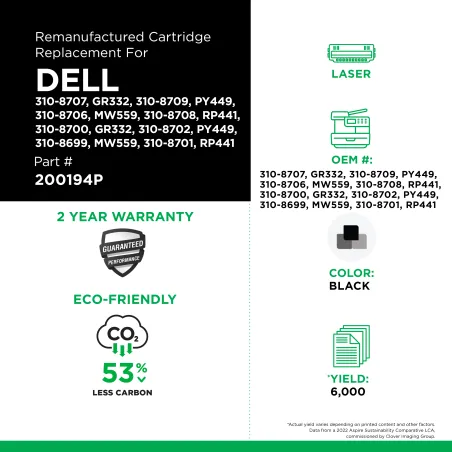 Dell - 310-8707, GR332, 310-8709, PY449, 310-8706, MW559, 310-8708, RP441, 310-8700, GR332, 310-8702, PY449, 310-8699, MW559, 310-8701, RP441