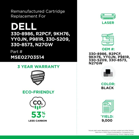 Dell - 330-8986, R2PCF, 9KH76, YY0JN, P981R, 330-5209, 330-8573, N27GW