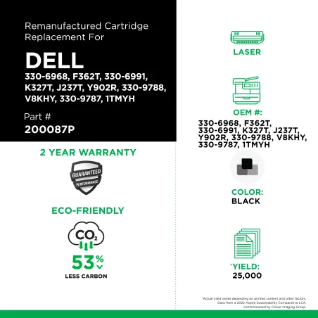 Dell - 330-6968, F362T, 330-6991, K327T, J237T, Y902R, 330-9788, V8KHY, 330-9787, 1TMYH