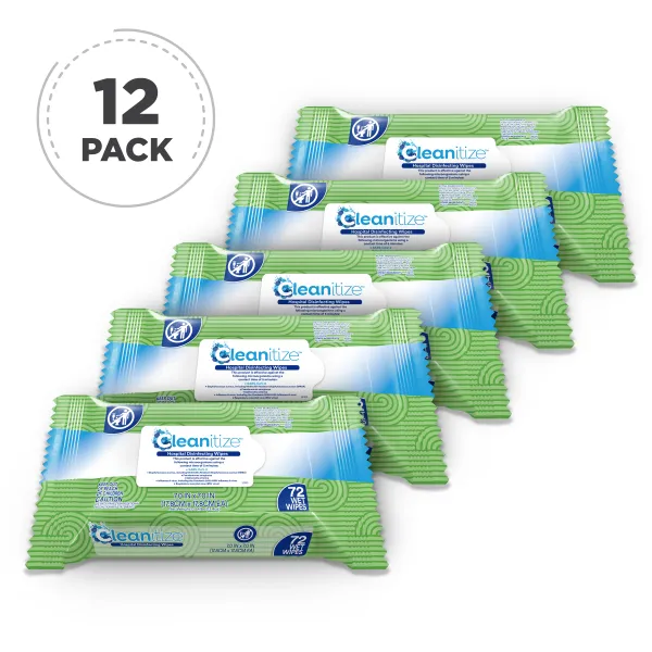 Cleanitize Disinfectant Hospital Wipes (Case of 12 Packs) Clover